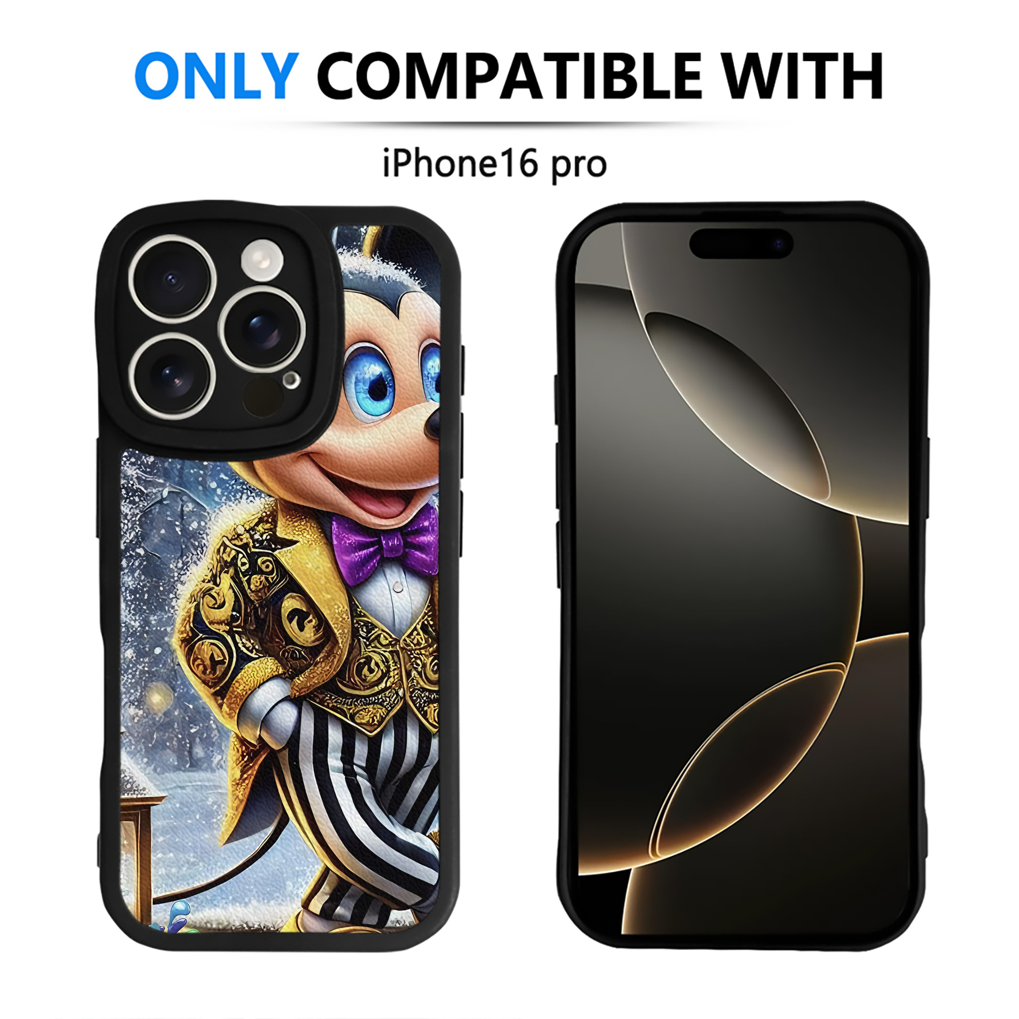 （画像用） ミッキーマウス Mickey Mouse 【iPhone 16シリーズ対応】シリコンスマホケース（レザー調） 材質：シリコン
